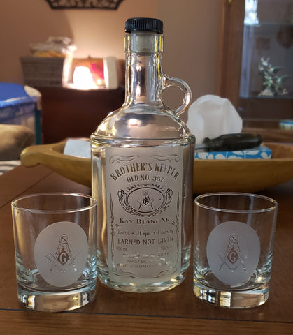 Masonic Moonshine Spirits Glass Bottle Personalized