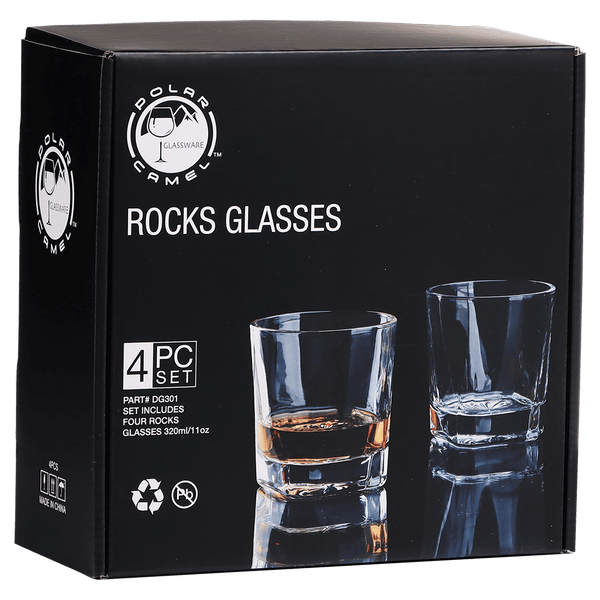 11 oz. Square Rocks Glasses in Printed Gift Box - Set of 4